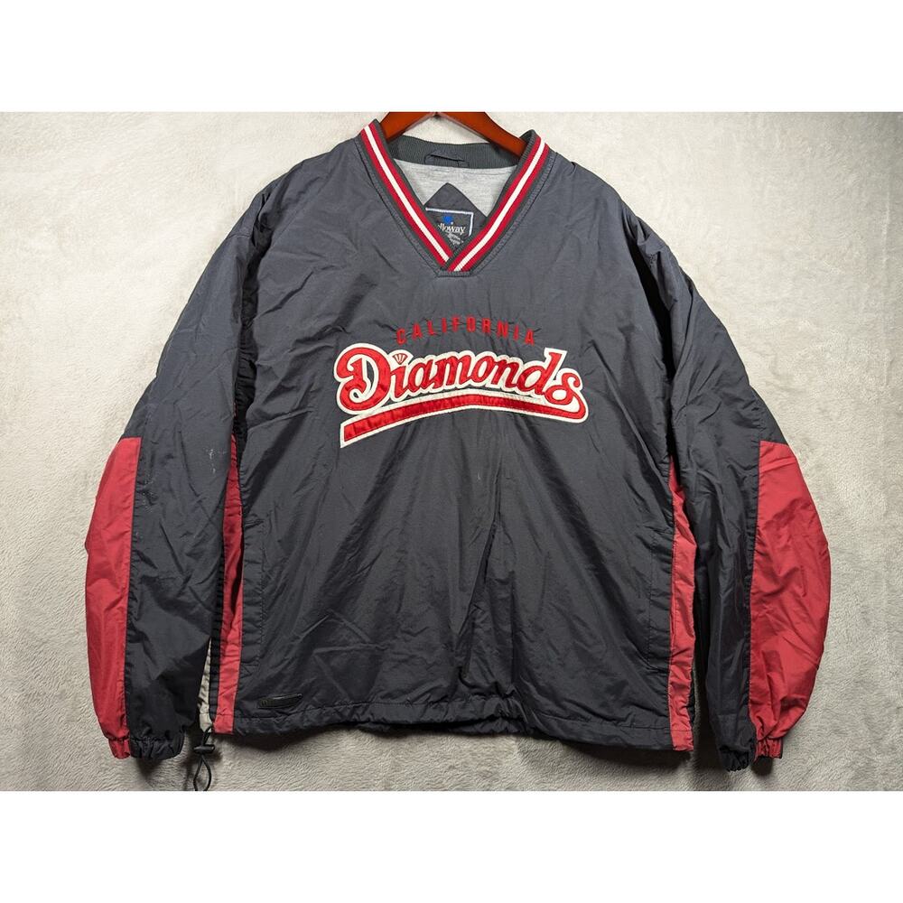 Vintage Holloway Windbreaker Jacket Size LARGE California Diamonds Red/Black **
